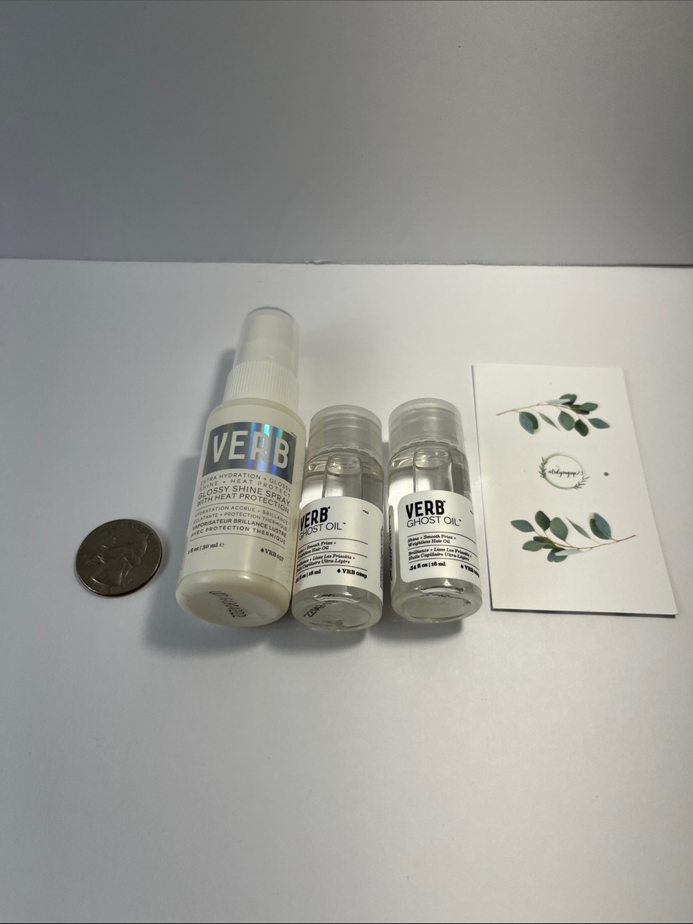 Verb Ghost Oil & Glossy Shine Spray Travel Size Bundle (Lot of 3)